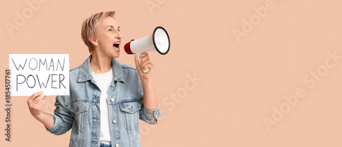Mature happy woman holding ...