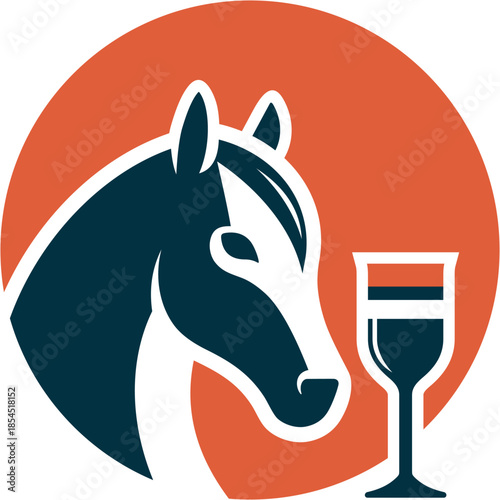 Blue and orange horse silhouette logo design