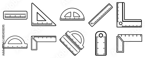 Outline ruller icon set. Vector graphic illustration. Suitable for website design, logo, app, template, and
ui.