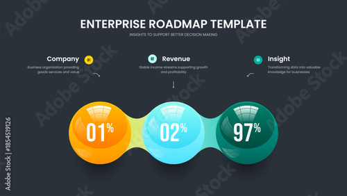 Minimal Proposal 3 Step Diagram Slide Design. Digital Introduction Frame Template Vector Illustration. Business Planning Three Option Infographic Presentation Layout.
