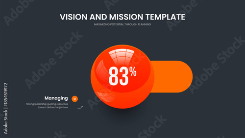 Minimal Profile Slideshow Template Vector Illustration. Product Plan 1 Option Diagram Slide Design. Enterprise Forecast One Element Infographic Frame Layout.