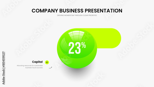 Product Solution 1 Step Diagram Presentation Layout. Business Performance One Element Chart Slideshow Design. Investor Overview Frame Template Vector Illustration.