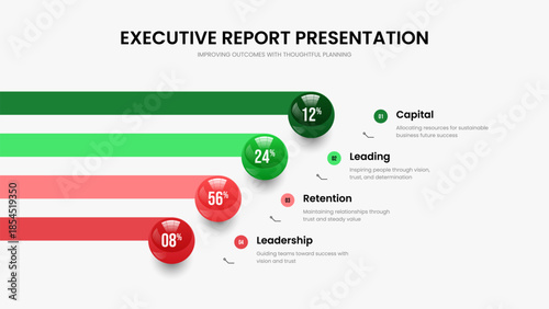 Advertising Performance 4 Element Graph Presentation Template. Marketing Growth Frame Layout Vector Illustration. Business Plan Four Option Chart Slideshow Design.