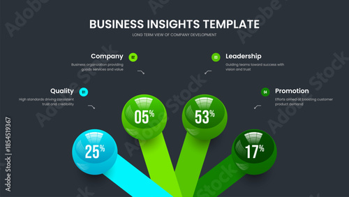 Creative Launch Four Step Graph Slideshow Design. Enterprise Showcase 4 Option Chart Frame Template. Modern Review Slide Layout Vector Illustration.