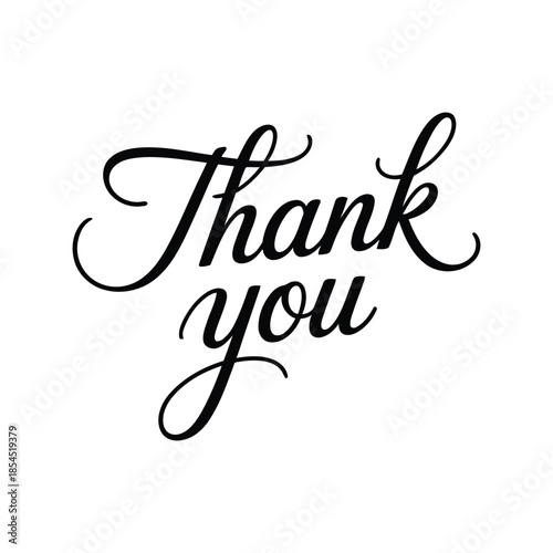 Thank you elegant handwritten calligraphy typography in black and white minimalist style illustration for gratitude appreciation greeting card branding design