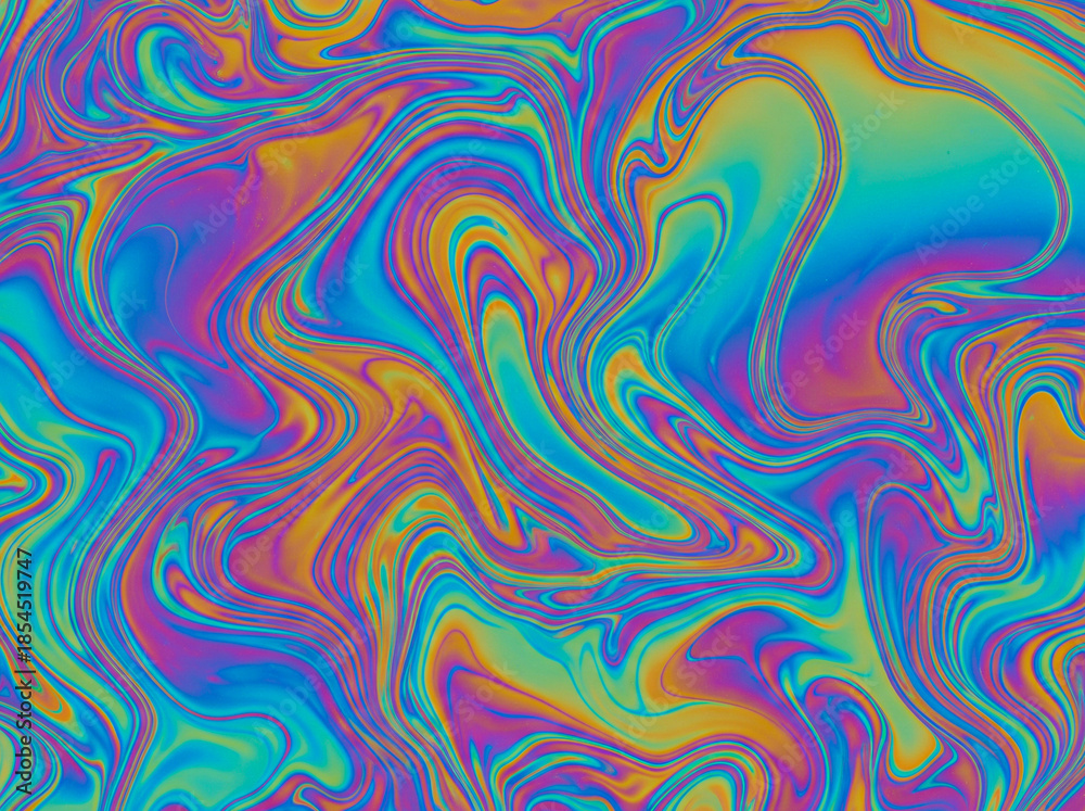 Obraz premium Psychedelic Liquid Marbling Texture with Gold Swirls and Vibrant Colors