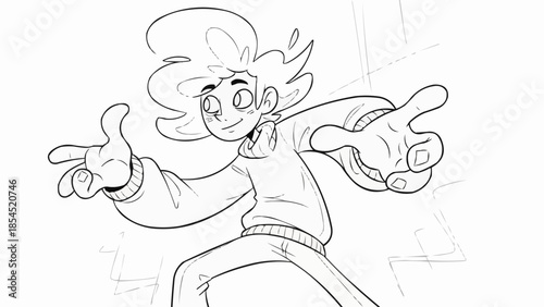 Young Girl Dancing with Joyful Expression.