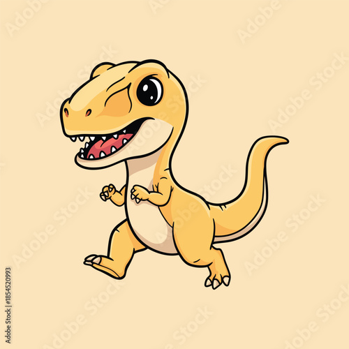Cute Baby T Rex Dinosaur Cartoon Illustration, Kawaii Dino Character for Kids and Nursery Design