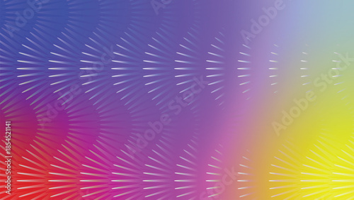 Abstract colorful background illustration featuring digital waves and motion patterns with pink and blue light rays and spiraling stars for a modern wallpaper design