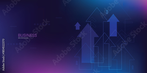 business investment and finance chart stock market growth background. Arrows growth technology background futuristic digital innovation. 