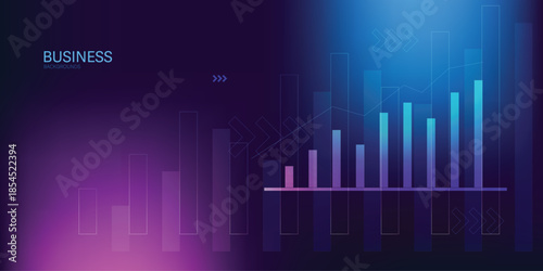 business investment and finance chart stock market growth background. Arrows growth technology background futuristic digital innovation. 