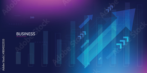 business investment and finance chart stock market growth background. Arrows growth technology background futuristic digital innovation. 