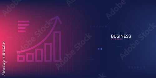 business investment and finance chart stock market growth background. Arrows growth technology background futuristic digital innovation. 