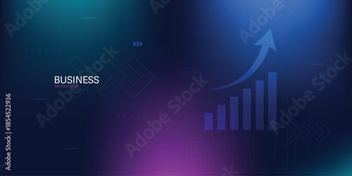 business investment and finance chart stock market growth background. Arrows growth technology background futuristic digital innovation. 