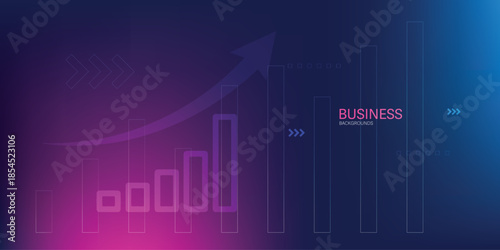 business investment and finance chart stock market growth background. Arrows growth technology background futuristic digital innovation. 