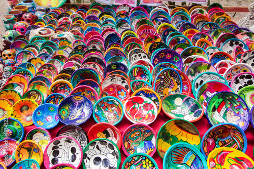 Mexican hand painted colorful plate crafts 1