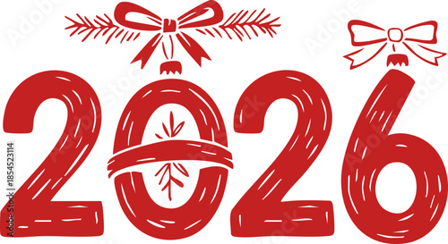 Happy New Year 2026 icon. Unique 2026 logo design template. Festive, dynamic, and fun concept for New Year's Eve, party invitations, celebration. Vector illustration for greeting card, invitation.