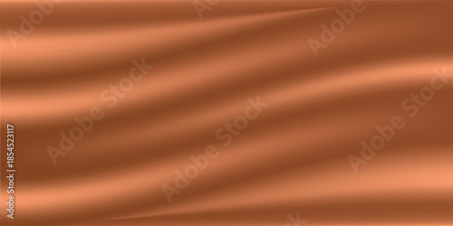 Copper silk texture background design with smooth waves. Luxury material background for award stadium presentation, Copper metal material