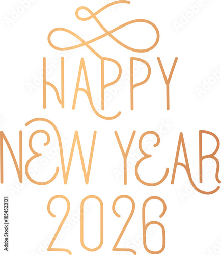 Happy New Year 2026 icon. Unique 2026 logo design template. Festive, dynamic, and fun concept for New Year's Eve, party invitations, celebration. Vector illustration for greeting card, invitation.