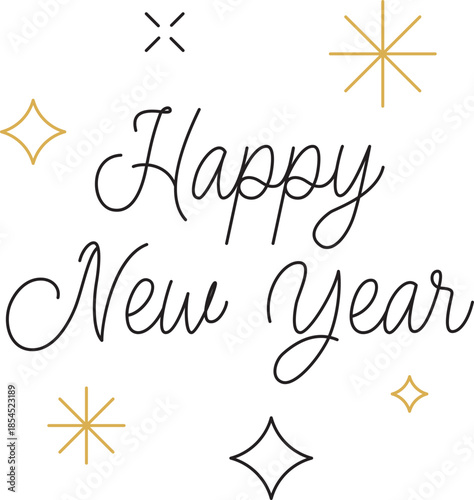 Happy New Year 2026 icon. Unique 2026 logo design template. Festive, dynamic, and fun concept for New Year's Eve, party invitations, celebration. Vector illustration for greeting card, invitation.