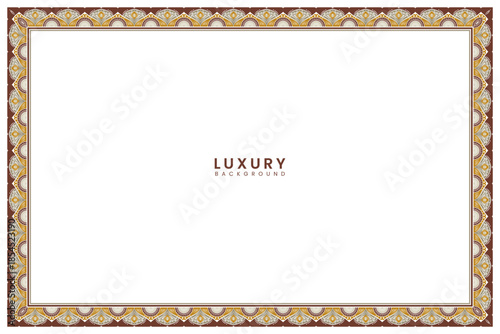 Colourful frame design. Creative line border for wedding invitation card, announcement or certificate. Islamic rectangle page border pattern