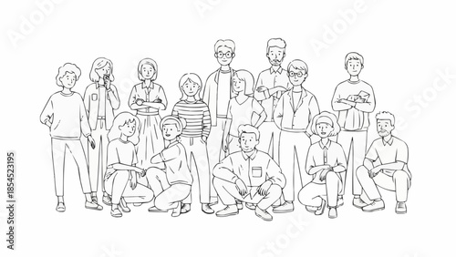 Group of People Standing and Sitting.