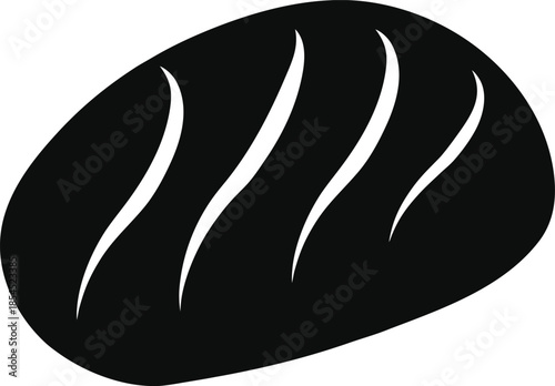 Black silhouette of a loaf of bread, with wavy lines.