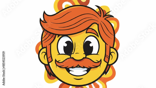 Cartoon Man with Red Mustache and Hair.