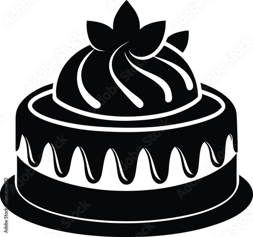 Black silhouette of a pastry cake on a white background.