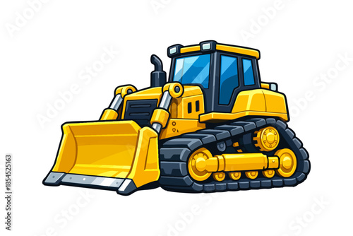 Vibrant Cartoon Bulldozer simple compose
