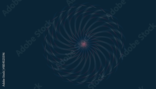 Abstract Spiral Vortex Line Sphere on Dark Blue Background