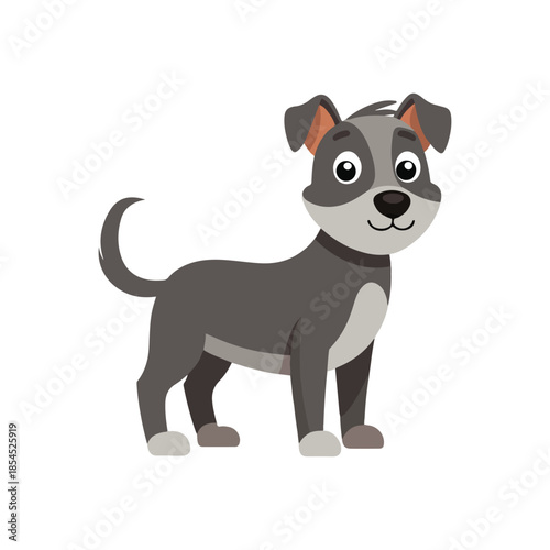Cute cartoon gray dog, animal