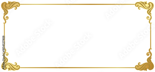 Gold frame, vintage style envelope, classic corner decoration.