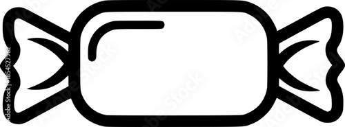 Minimalist candy icon with wrapper in simple black outline design
