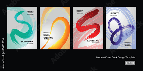 Abstract vector brush stroke set with creative, expressive, biomorphic, and infinity painting design. Perfect for modern graphic elements, backgrounds, Cover Book Design, and Artistic Illustration