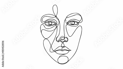 Abstract Line Drawing of Human Face.