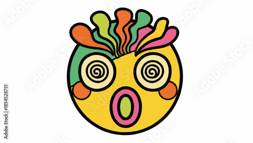 Colorful Cartoon Character with Spiral Eyes.