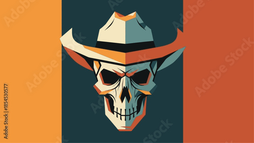 Retro Pop Art Cowboy Skull