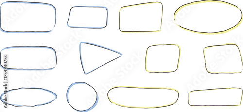 ペンで手描きされたシンプルで可愛い吹き出しのイラスト素材セット