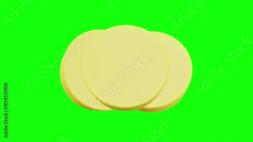 3D gold coins animated on green screen background