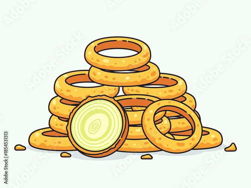 A stack of onion rings on a white background