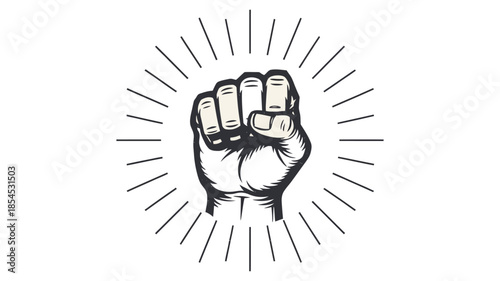 Raised clenched fist illustration symbolizing power strength protest and solidarity

