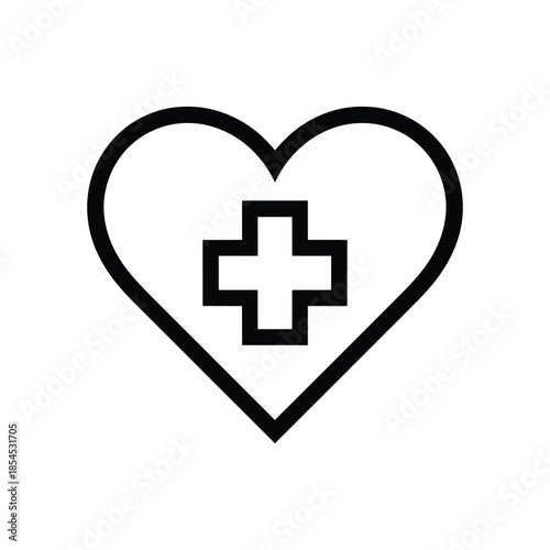 Medical Heart with Cross Icon Healthcare and Health Symbol
