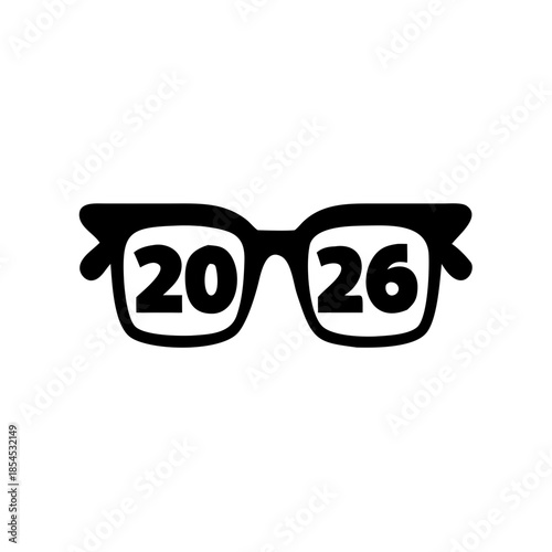 Stylish 2026 New Year Party Glasses Vector Illustration for New Year's Eve Celebration and Photo Booth Props