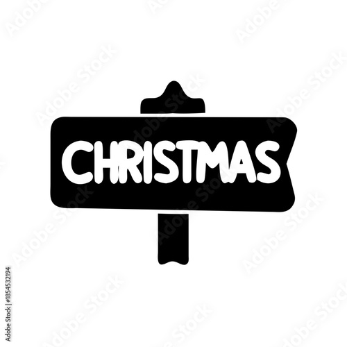 Festive North Pole Directional Signpost Vector Illustration with Snow and Holiday Colors for Christmas Decor