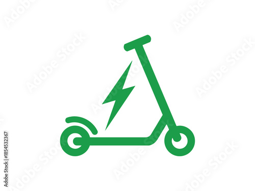 Electric Scooter Icon with Lightning Bolt – Eco-Friendly Urban Mobility Symbol