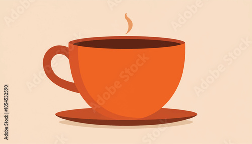 Illustration of a Steaming Cup of Coffee on a Saucer.