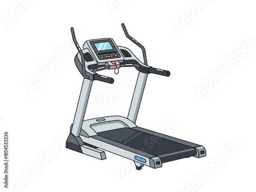 Treadmill machine for fitness and exercise in a modern home gym setting.