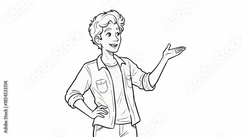 Illustration of a man gesturing with hand.