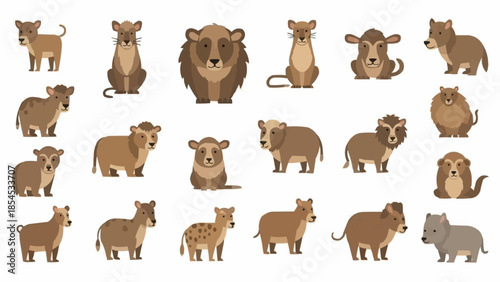 Collection of Various Wild Animals Illustrations.